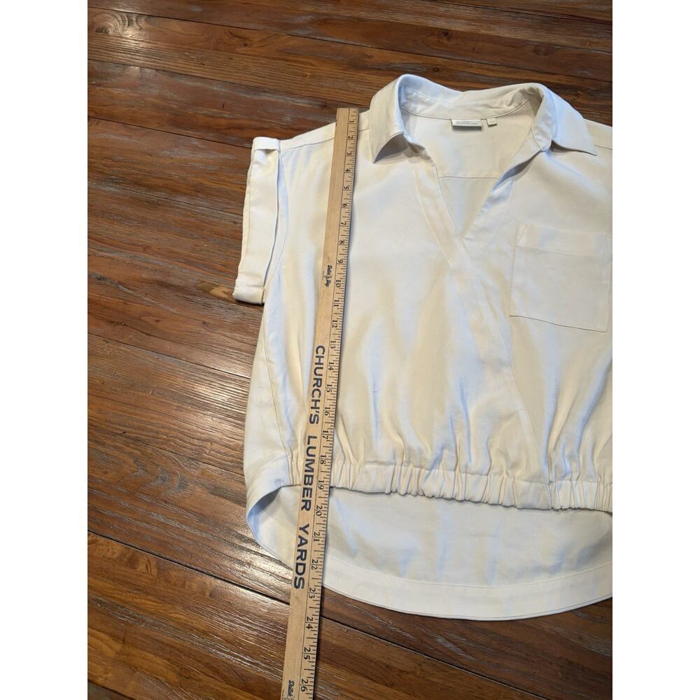 Spartina 449 Stevie Blouse XS Alabaster White Faux Wrap Collared Minimalist Chic - Picture 9 of 9